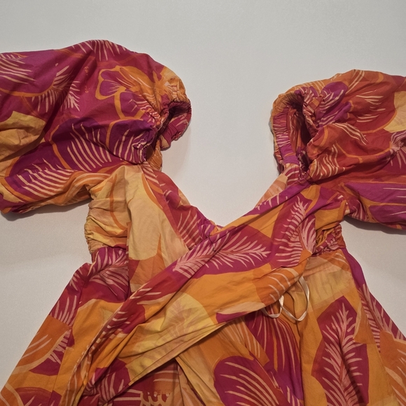 FARM Rio Summer Garden Mini Dress Cotton A-line Sweetheart Short sleeves Size - Picture 9 of 14